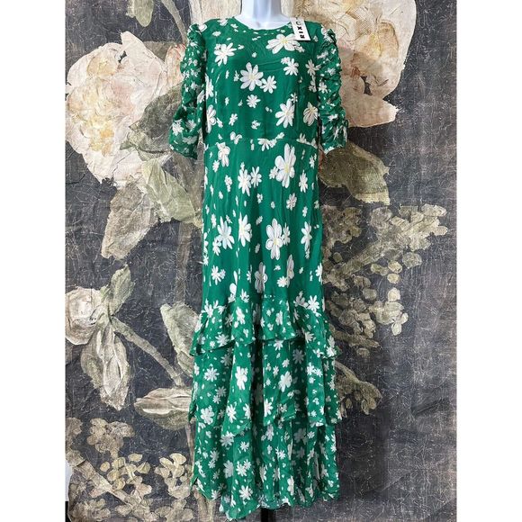 New Free People Robe Evelyn RIXO Maxi Dress Size Large - Picture 10 of 14